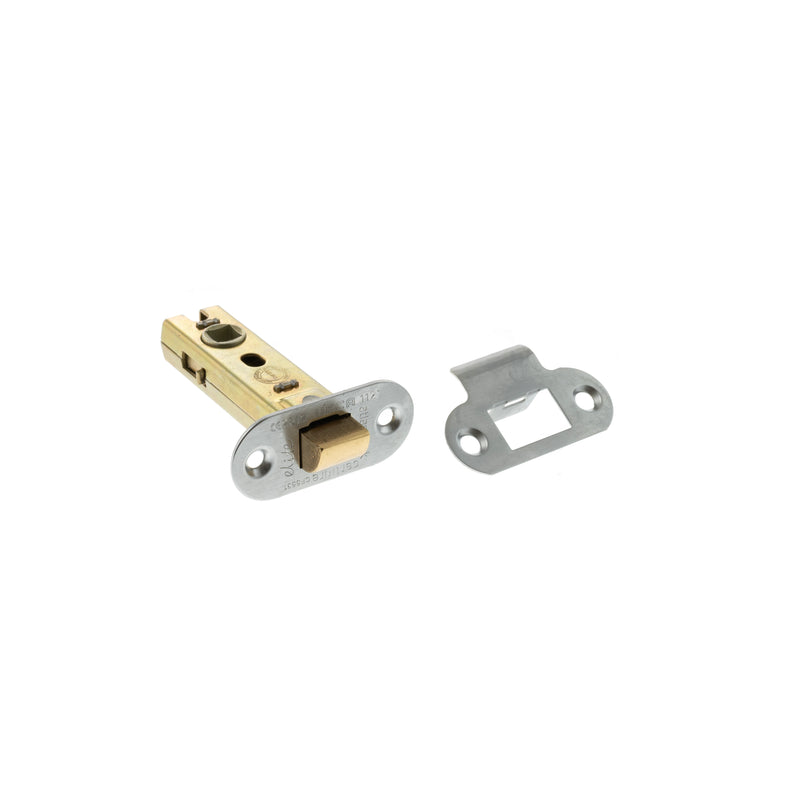 Atlantic Fire-Rated CE Marked Bolt Through Tubular Radius Latch 3" - Satin Chrome - ALRCE3SC - Choice Handles