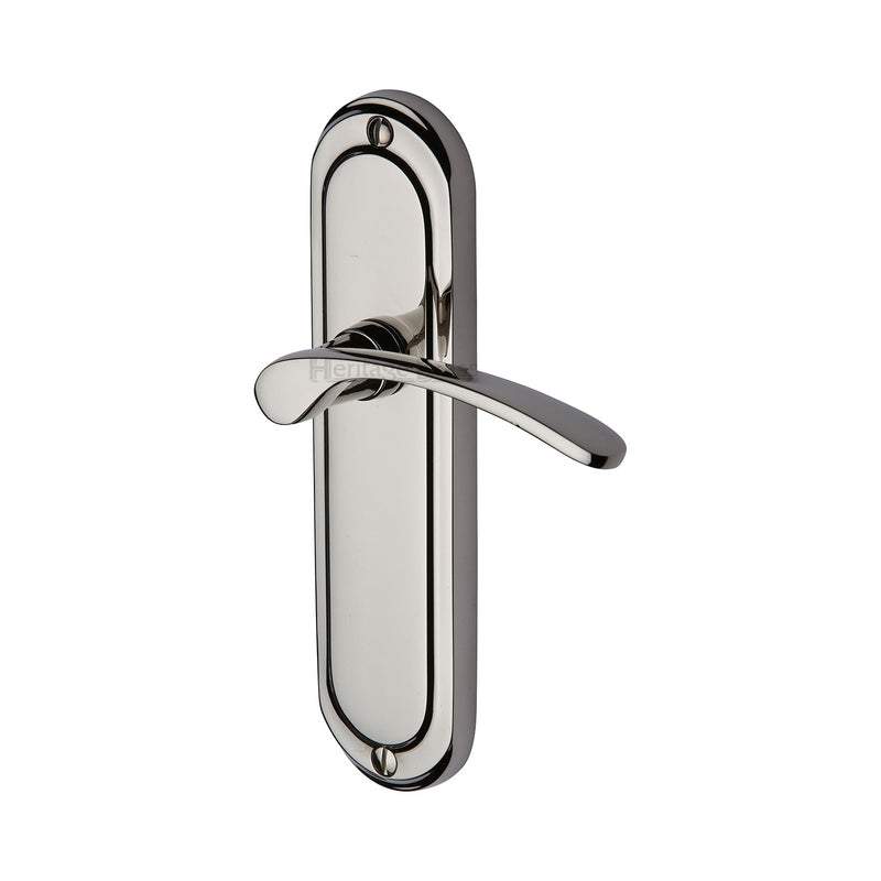 Heritage Brass Door Handle Lever Latch Ambassador Design Polished Nickel finish - AMB6210-PNF - Choice Handles