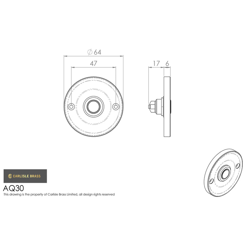 Carlisle Brass - Round Bell Push - Polished Brass - AQ30 - Choice Handles