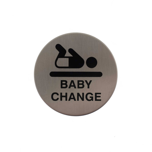 Atlantic Baby Change Disc Sign 3M Adhesive 75mm - Satin Stainless Steel - AS75BCASSS