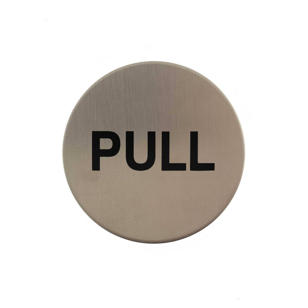 Atlantic Pull Disc Sign 3M Adhesive 75mm - Satin Stainless Steel - AS75PULLASSS