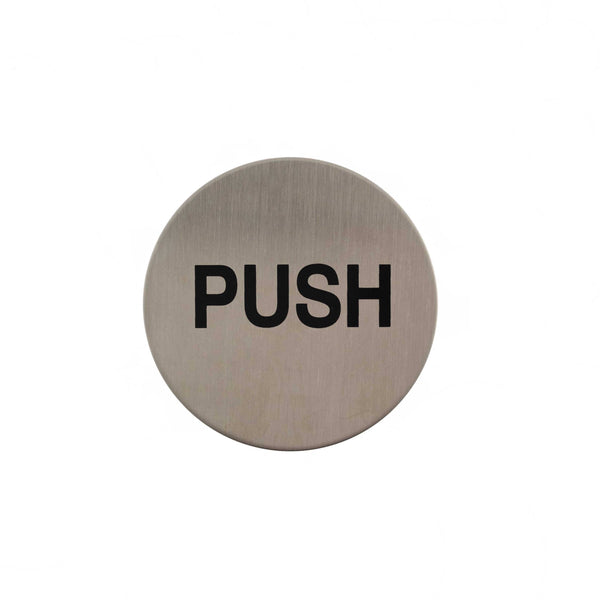 Atlantic Push Disc Sign 3M Adhesive 75mm - Satin Stainless Steel - AS75PUSHASSS