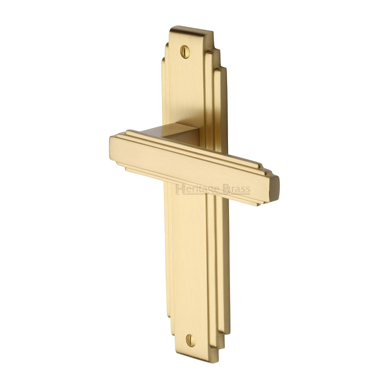 Heritage Brass Door Handle Lever Latch Astoria Design Satin Brass finish - AST5910-SB - Choice Handles