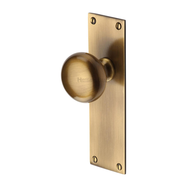 Heritage Brass Mortice Knob on Latch Plate Balmoral Design Antique finish - BAL8510-AT