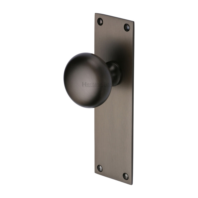 Heritage Brass Mortice Knob on Latch Plate Balmoral Design Matt Bronze finish - BAL8510-MB