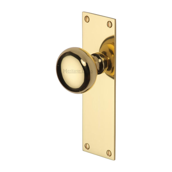 Heritage Brass Mortice Knob on Latch Plate Balmoral Design Polished Brass finish - BAL8510-PB