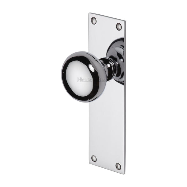 Heritage Brass Mortice Knob on Latch Plate Balmoral Design Polished Chrome finish - BAL8510-PC