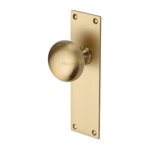 Heritage Brass Mortice Knob on Latch Plate Balmoral Design Satin Brass finish - BAL8510-SB