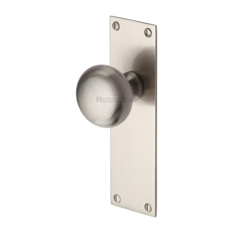 Heritage Brass Mortice Knob on Latch Plate Balmoral Design Satin Nickel finish - BAL8510-SN