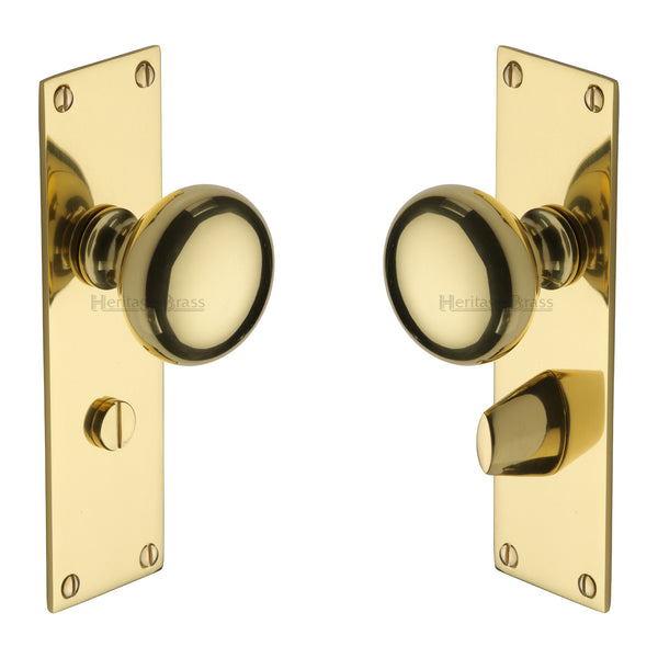 Heritage Brass Mortice Knob on Bathroom Plate Balmoral Design Polished Brass finish - BAL8530-PB