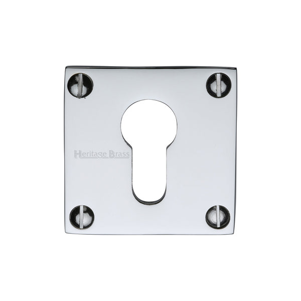 Heritage Brass Euro Profile Cylinder Escutcheon Polished Chrome finish - BAU1558-PC - Choice Handles