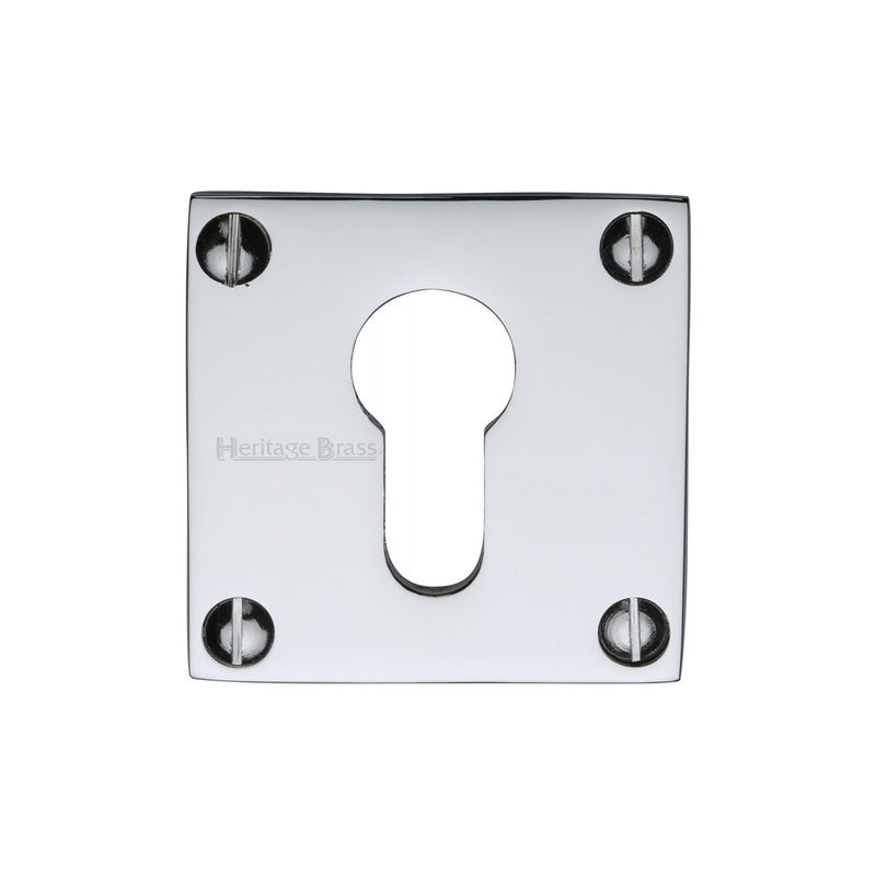 Heritage Brass Euro Profile Cylinder Escutcheon Polished Chrome finish - BAU1558-PC - Choice Handles