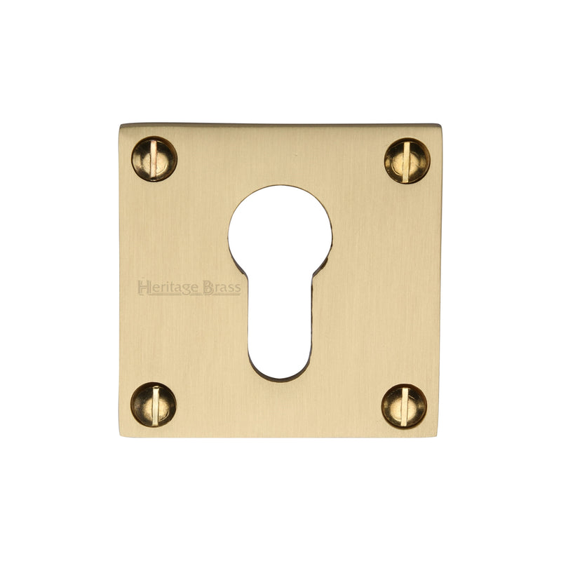 Heritage Brass Euro Profile Cylinder Escutcheon Satin Brass finish - BAU1558-SB - Choice Handles