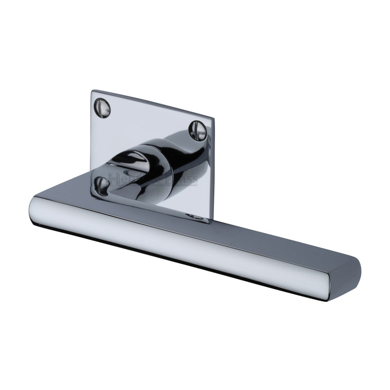 Heritage Brass Door Handle Lever Latch on Square Rose Trident Design Polished Chrome finish - BAU2910-PC - Choice Handles