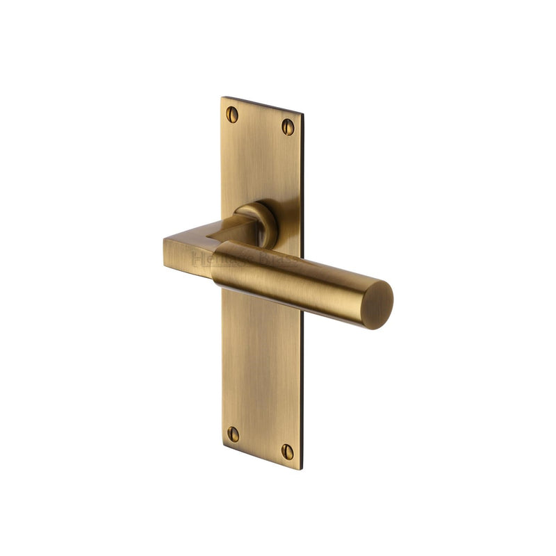 Heritage Brass Door Handle Lever Latch Bauhaus Design Antique finish - BAU7310-AT - Choice Handles