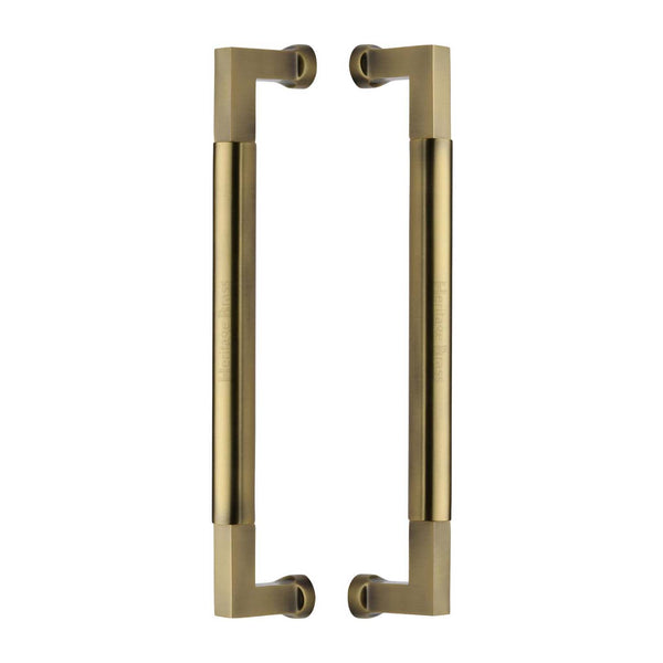 Heritage Brass Door Pull Handle Bauhaus Design 330mm Antique Brass Finish - BTB1312 330-AT