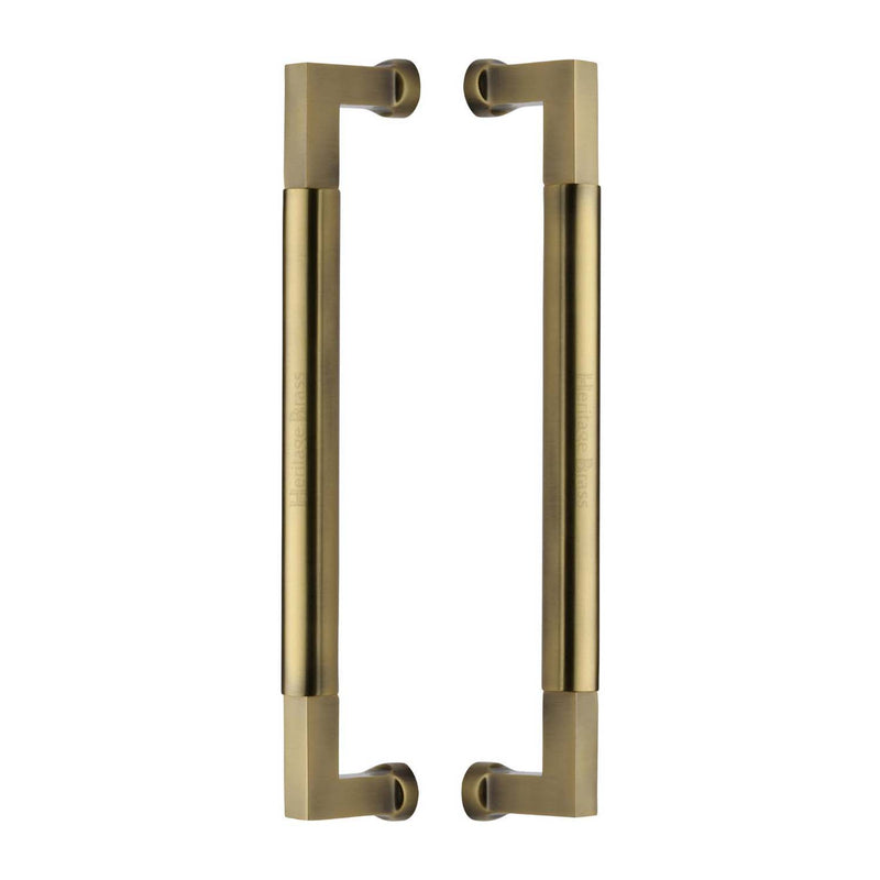 Heritage Brass Door Pull Handle Bauhaus Design 330mm Antique Brass Finish - BTB1312 330-AT