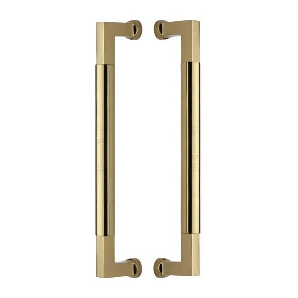 Heritage Brass Door Pull Handle Bauhaus Design 330mm Polished Brass Finish - BTB1312 330-PB