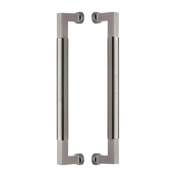 Heritage Brass Door Pull Handle Bauhaus Design 330mm Satin Nickel Finish - BTB1312 330-SN