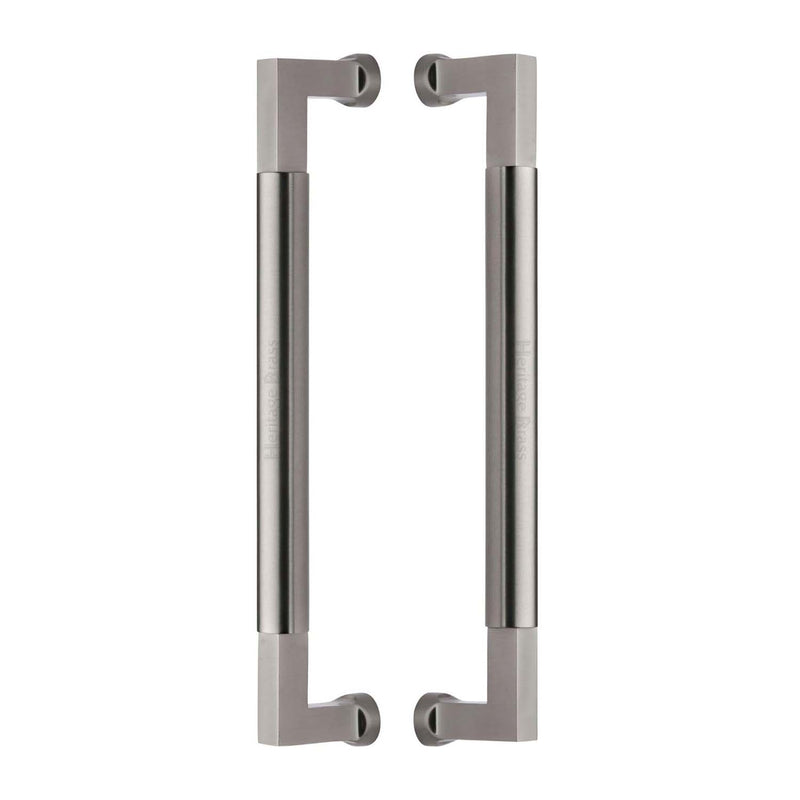 Heritage Brass Door Pull Handle Bauhaus Design 330mm Satin Nickel Finish - BTB1312 330-SN