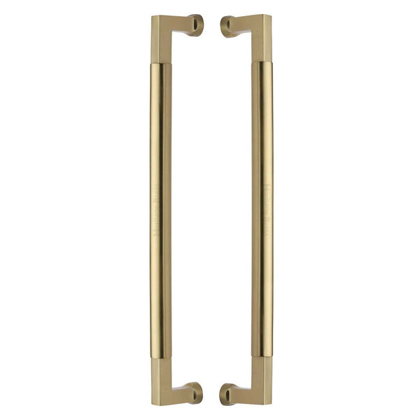 Heritage Brass Door Pull Handle Bauhaus Design 483mm Satin Brass Finish - BTB1312 483-SB