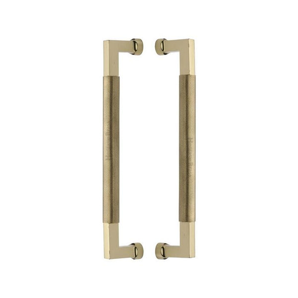 Heritage Brass Back to Back Door Pull Handle Bauhaus Knurled Design 330mm Polished Brass Finish - BTB1315 330-PB