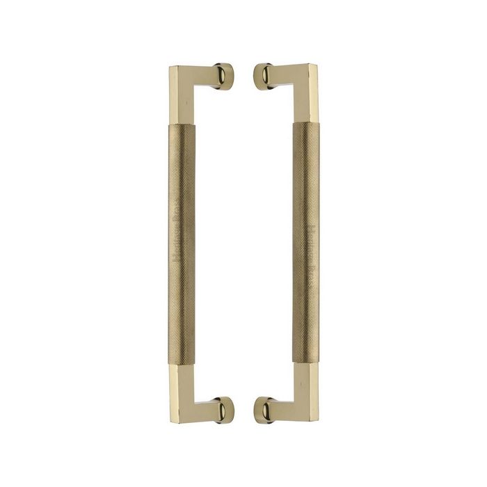 Heritage Brass Back to Back Door Pull Handle Bauhaus Knurled Design 330mm Polished Brass Finish - BTB1315 330-PB