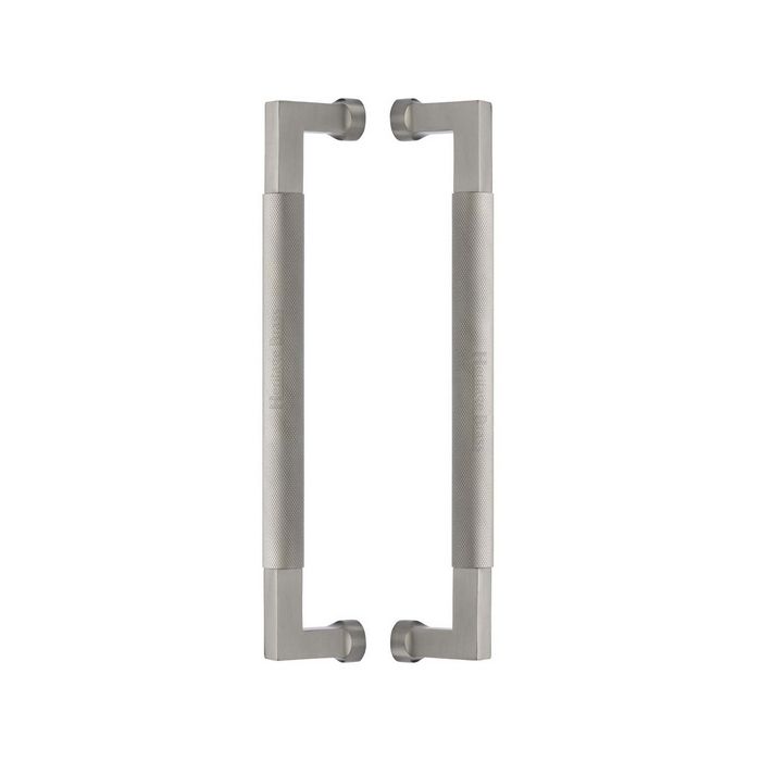 Heritage Brass Back to Back Door Pull Handle Bauhaus Knurled Design 330mm Satin Nickel Finish - BTB1315 330-SN