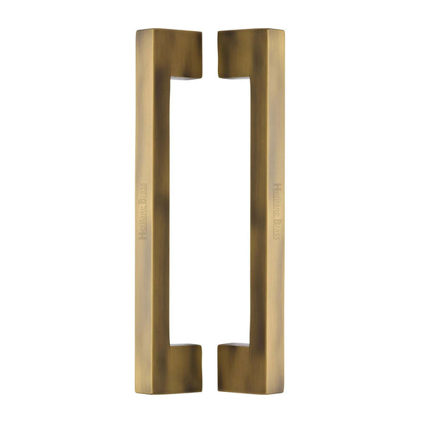 Heritage Brass Back to Back Door Pull Handle Metro Design 305mm Antique Brass Finish - BTB1390 305-AT