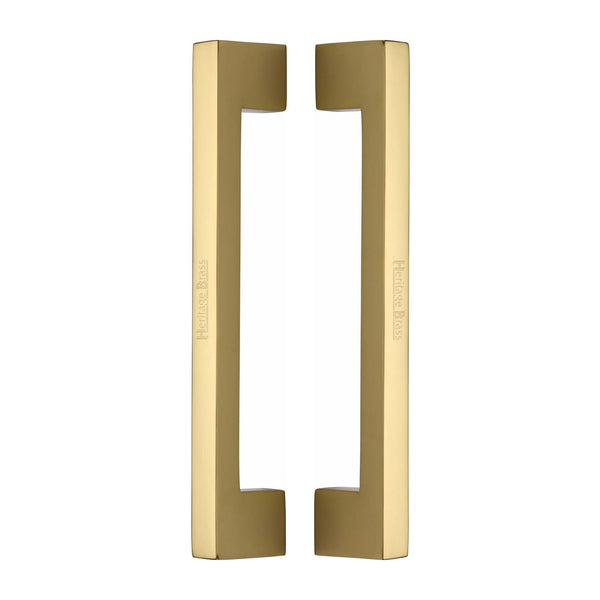 Heritage Brass Back to Back Door Pull Handle Metro Design 305mm Polished Brass Finish - BTB1390 305-PB