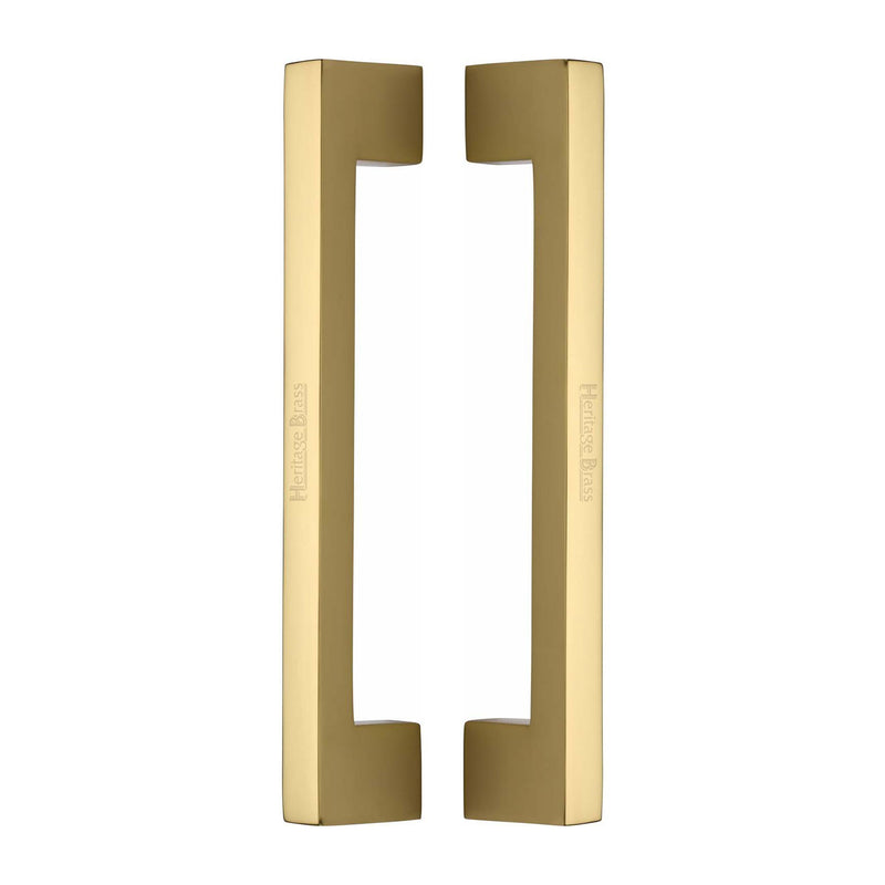 Heritage Brass Back to Back Door Pull Handle Metro Design 305mm Polished Brass Finish - BTB1390 305-PB