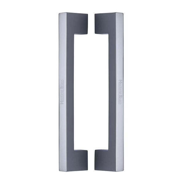 Heritage Brass Back to Back Door Pull Handle Metro Design 305mm Polished Chrome Finish - BTB1390 305-PC