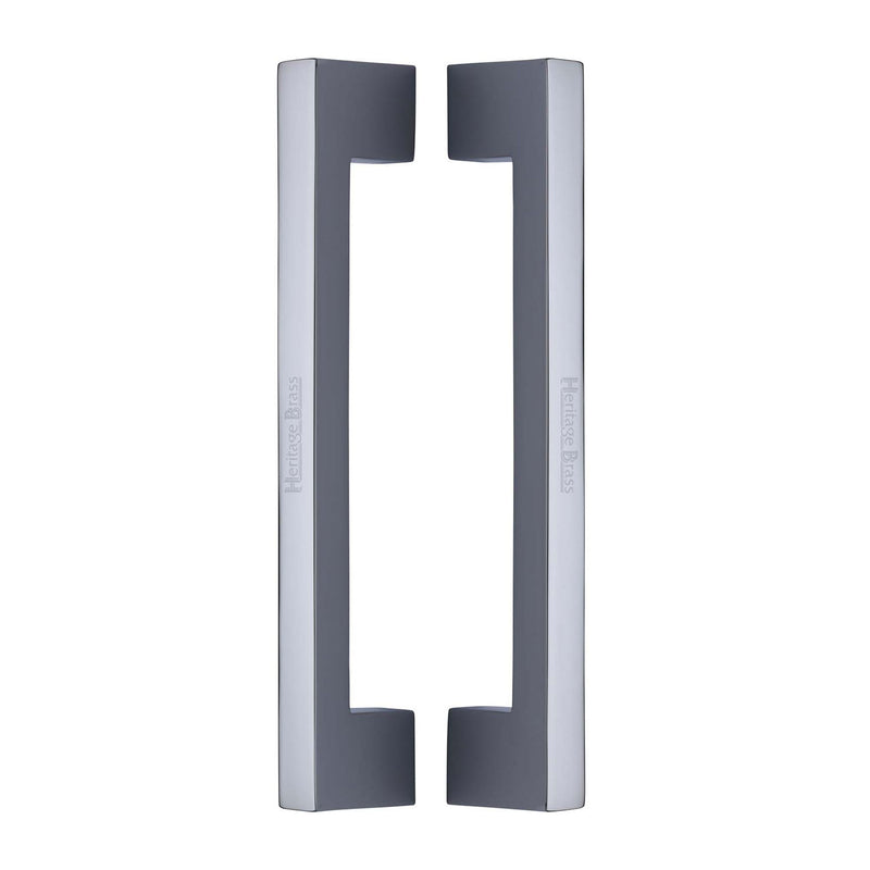 Heritage Brass Back to Back Door Pull Handle Metro Design 305mm Polished Chrome Finish - BTB1390 305-PC