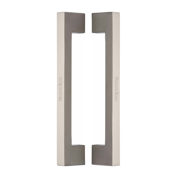 Heritage Brass Back to Back Door Pull Handle Metro Design 305mm Satin Nickel Finish - BTB1390 305-SN