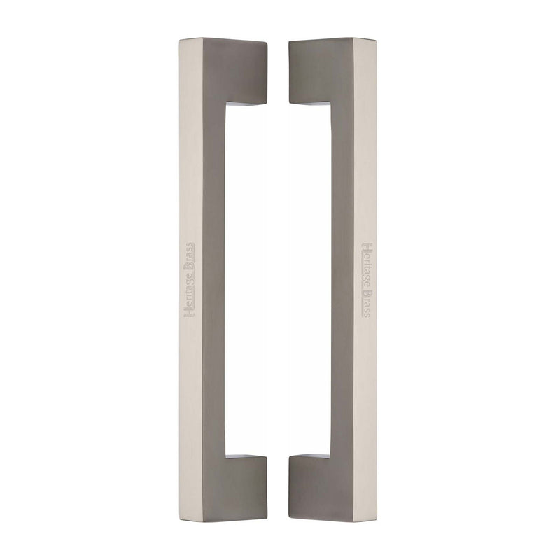 Heritage Brass Back to Back Door Pull Handle Metro Design 305mm Satin Nickel Finish - BTB1390 305-SN