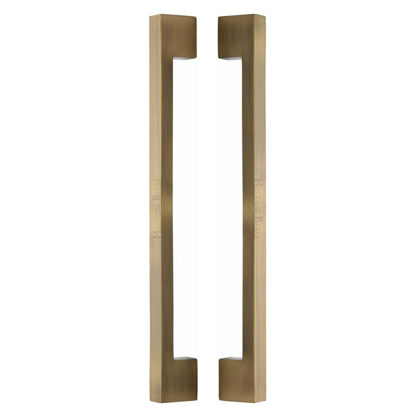 Heritage Brass Back to Back Door Pull Handle Metro Design 457mm Antique Brass Finish
 - BTB1390 457-AT