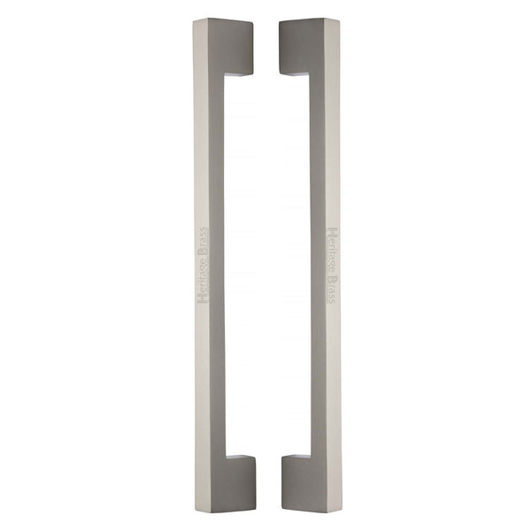 Heritage Brass Back to Back Door Pull Handle Metro Design 457mm Satin Nickel Finish - BTB1390 457-SN