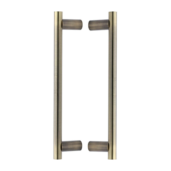 Heritage Brass Back to Back Door Pull Handle Round Bar Design 336mm Antique Brass Finish
 - BTB2059 336-AT