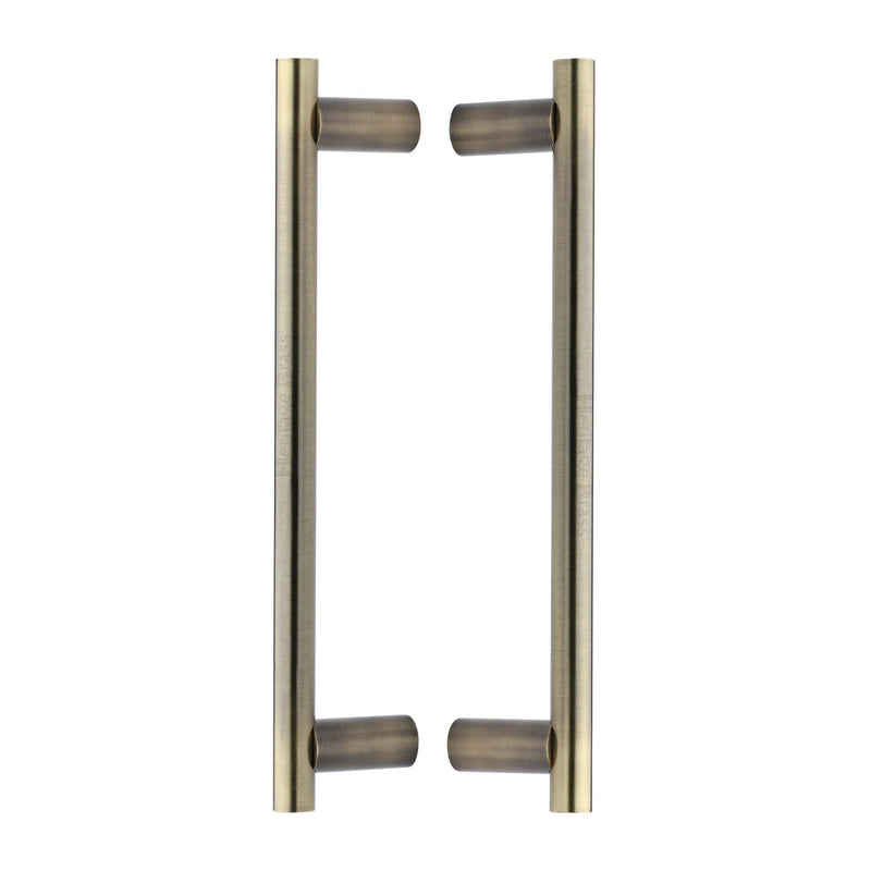 Heritage Brass Back to Back Door Pull Handle Round Bar Design 336mm Antique Brass Finish
 - BTB2059 336-AT