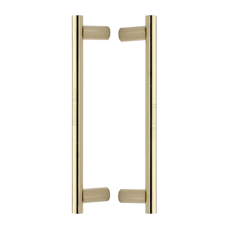 Heritage Brass Back to Back Door Pull Handle Round Bar Design 336mm& Polished Brass Finish
 - BTB2059 336-PB