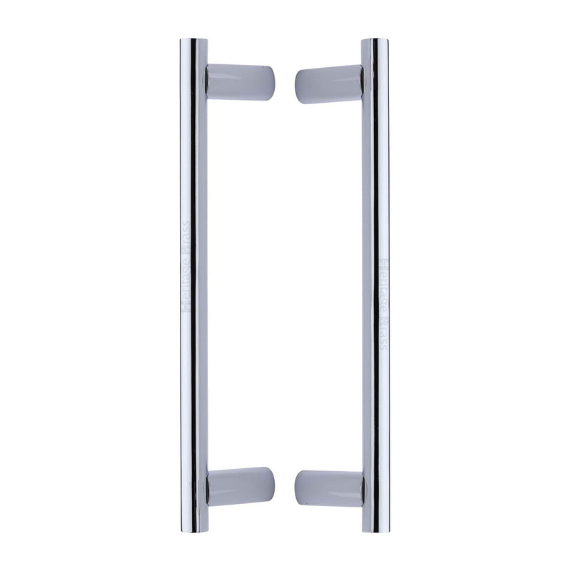 Heritage Brass Back to Back Door Pull Handle Round Bar Design 336mm& Polished Chrome Finish
 - BTB2059 336-PC