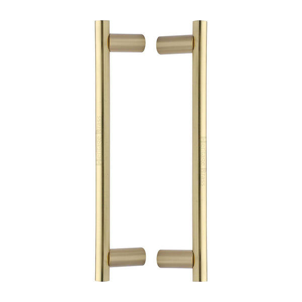 Heritage Brass Back to Back Door Pull Handle Round Bar Design 336mm& Satin Brass Finish
 - BTB2059 336-SB