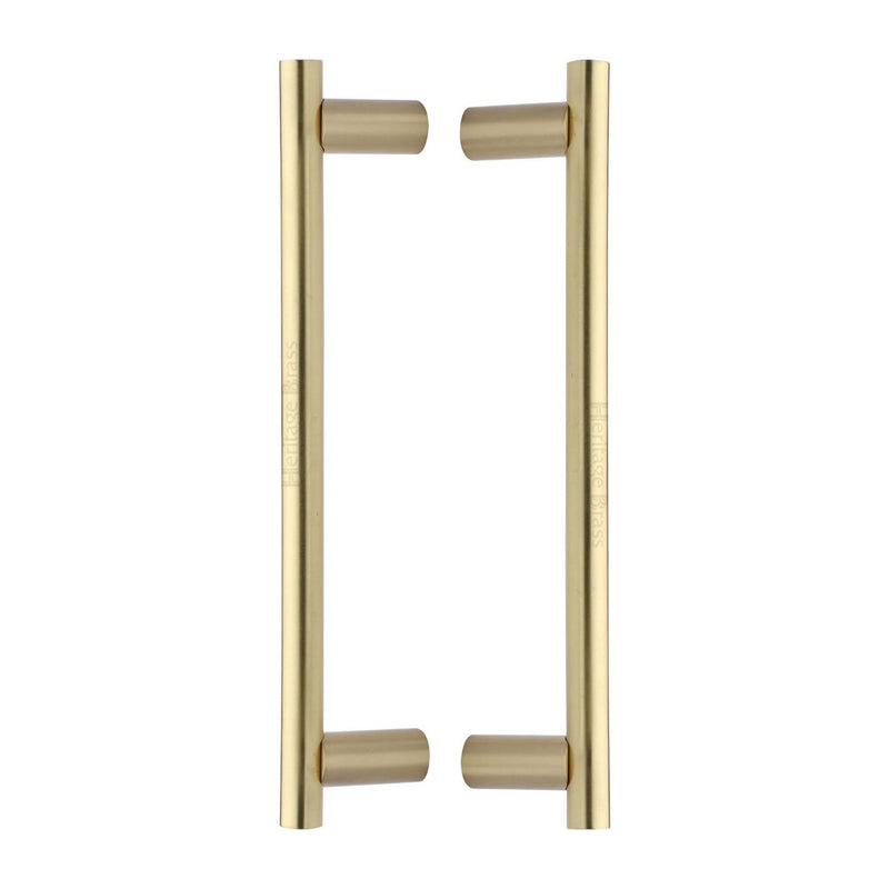 Heritage Brass Back to Back Door Pull Handle Round Bar Design 336mm& Satin Brass Finish
 - BTB2059 336-SB