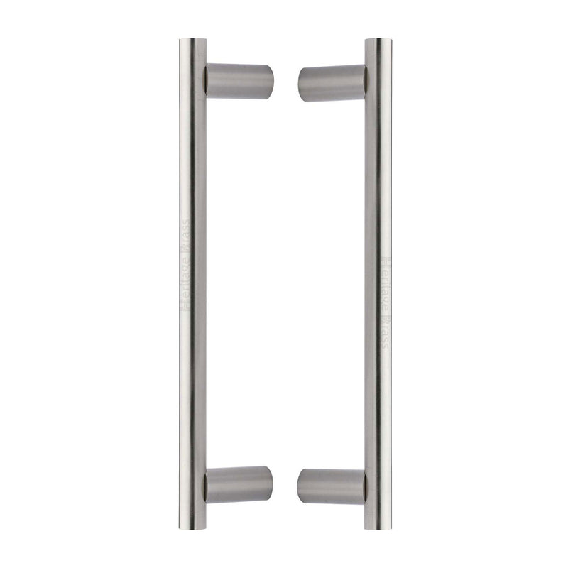 Heritage Brass Back to Back Door Pull Handle Round Bar Design 336mm Satin Nickel Finish
 - BTB2059 336-SN