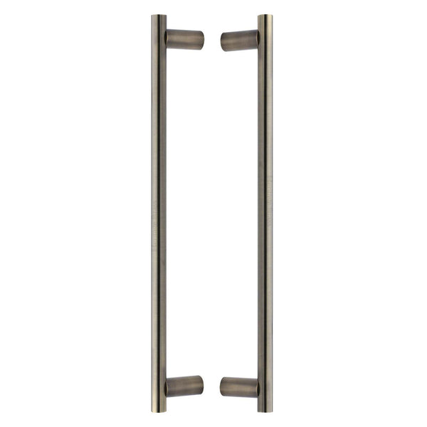 Heritage Brass Back to Back Door Pull Handle Round Bar Design 489mm Antique Brass Finish
 - BTB2059 489-AT