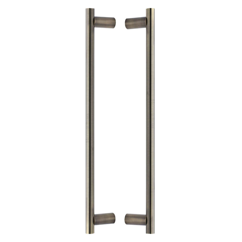 Heritage Brass Back to Back Door Pull Handle Round Bar Design 489mm Antique Brass Finish
 - BTB2059 489-AT