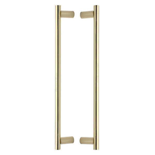 Heritage Brass Back to Back Door Pull Handle Round Bar Design 489mm& Polished Brass Finish
 - BTB2059 489-PB