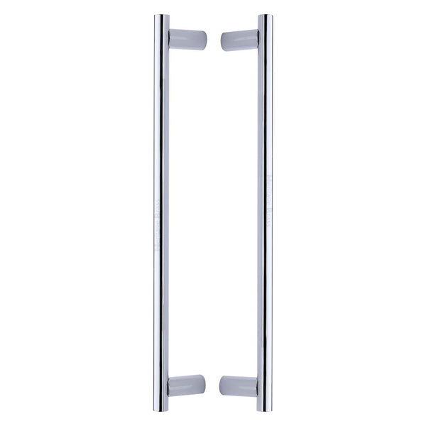 Heritage Brass Back to Back Door Pull Handle Round Bar Design 489mm Polished Chrome Finish
 - BTB2059 489-PC