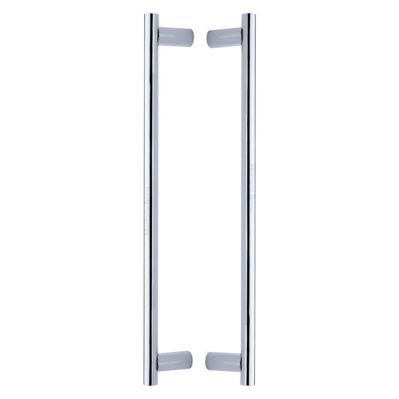 Heritage Brass Back to Back Door Pull Handle Round Bar Design 489mm Polished Chrome Finish
 - BTB2059 489-PC