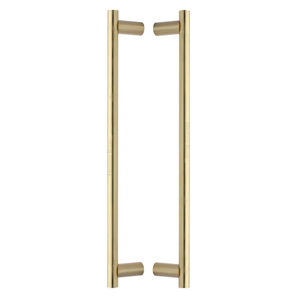 Heritage Brass Back to Back Door Pull Handle Round Bar Design 489mmm Satin Brass Finish
 - BTB2059 489-SB